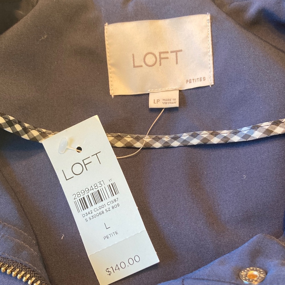 LOFT Navy Hooded NWT Jacket Women Size Large Petite - Picture 5 of 12